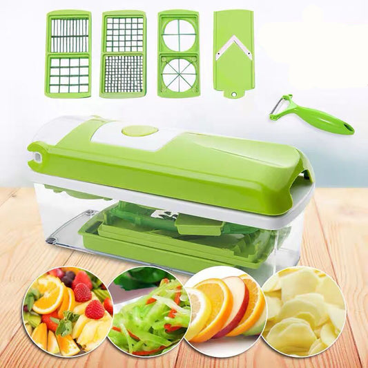 12-Piece Vegetable Chopper Set – Multifunctional Slicer, Dicer & Grater with Built-In Container