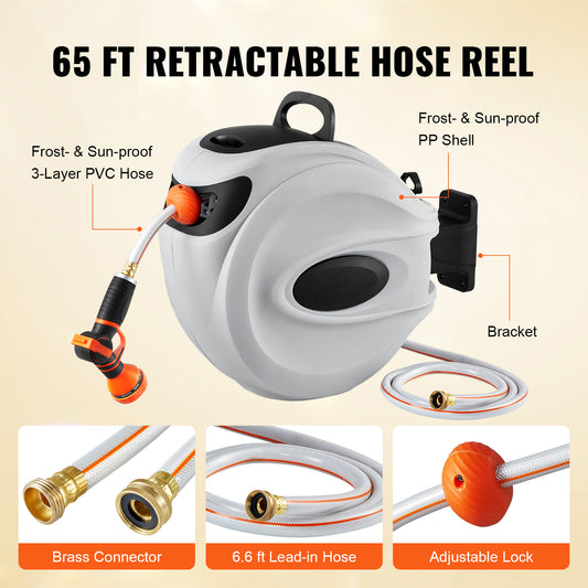 Retractable Hose Reel – Automatic Wall-Mounted Garden Hose with 180° Swivel