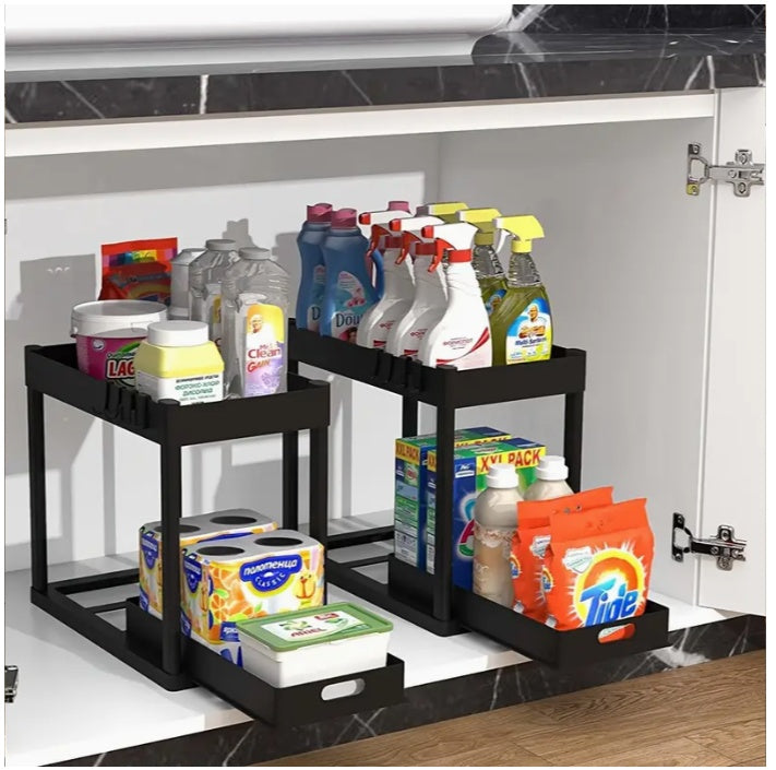 2-Tier Under Sink Organizer - Storage Rack for Kitchen & Bathroom Cabinets