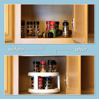 2-Tier Rotating Lazy Susan – 360° Spice Rack & Organizer for Kitchen, Pantry, and Fridge