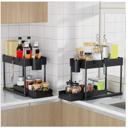 2-Tier Under Sink Organizer - Storage Rack for Kitchen & Bathroom Cabinets