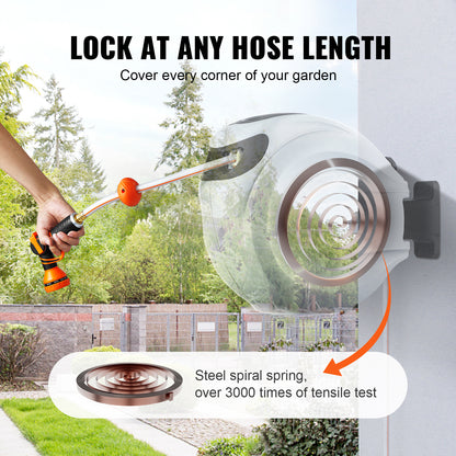 Retractable Hose Reel – Automatic Wall-Mounted Garden Hose with 180° Swivel