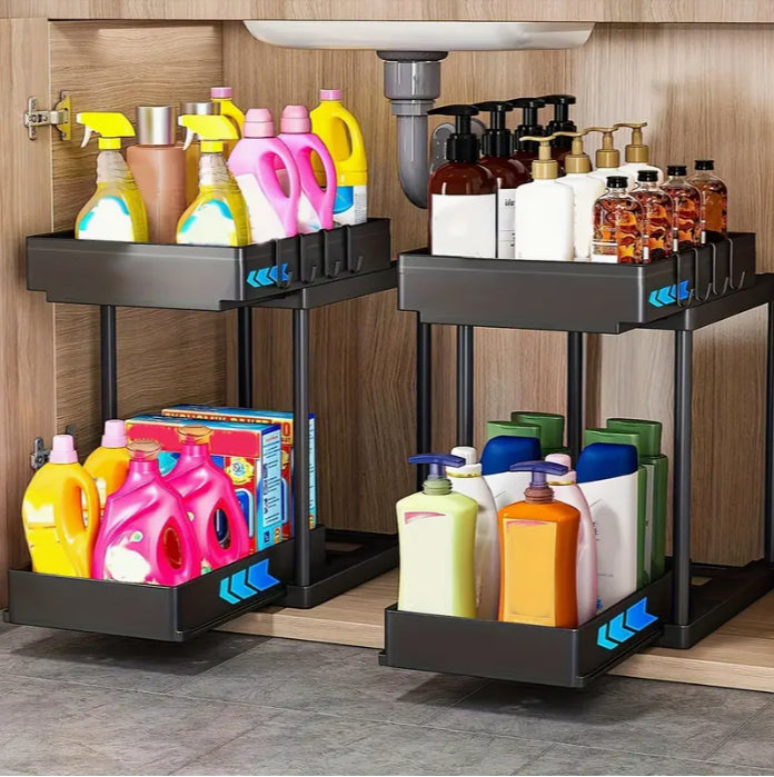2-Tier Under Sink Organizer - Storage Rack for Kitchen & Bathroom Cabinets