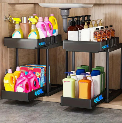 2-Tier Under Sink Organizer - Storage Rack for Kitchen & Bathroom Cabinets