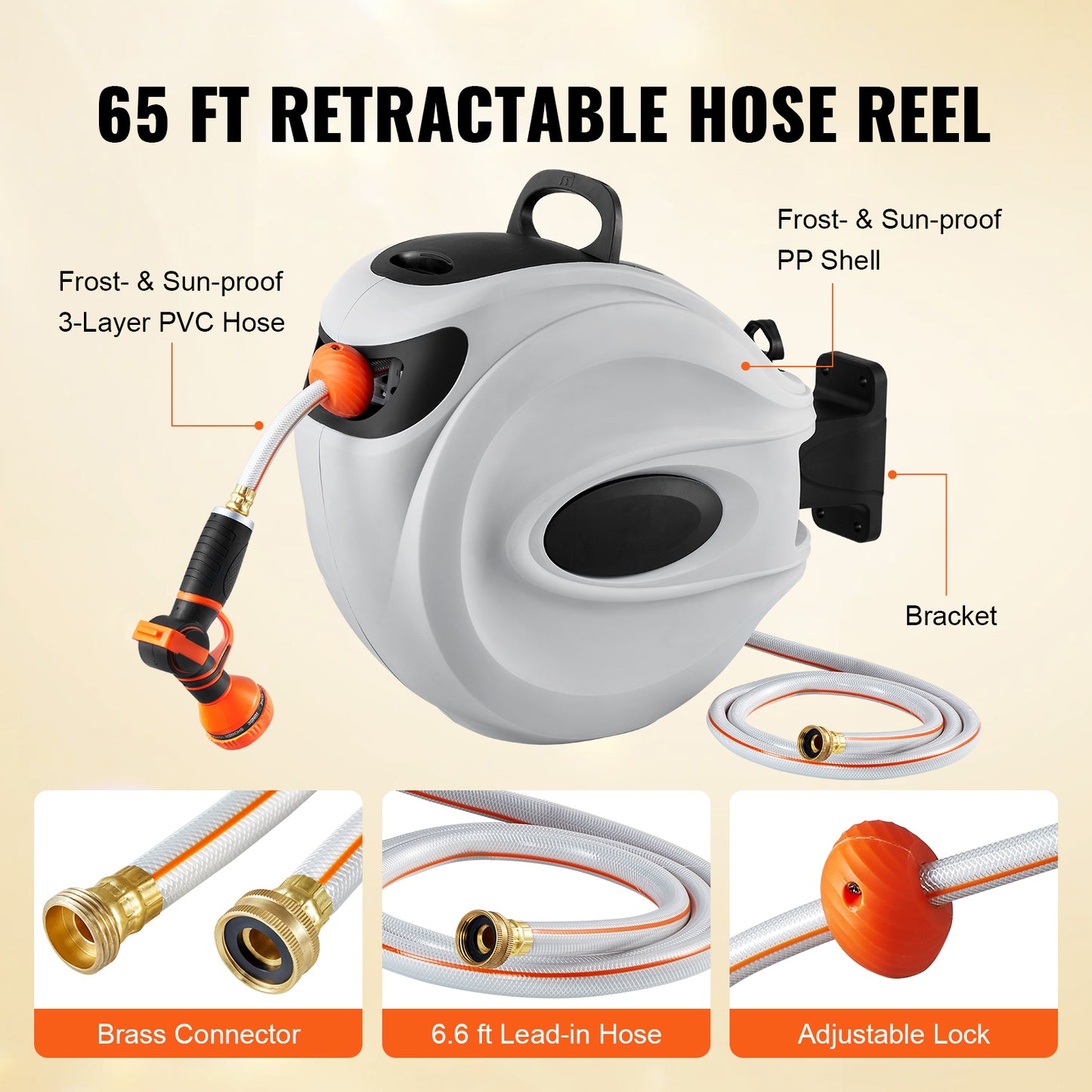 Retractable Hose Reel – Automatic Wall-Mounted Garden Hose with 180° Swivel