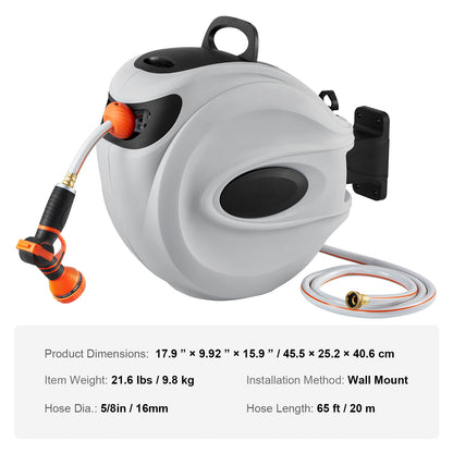 Retractable Hose Reel – Automatic Wall-Mounted Garden Hose with 180° Swivel