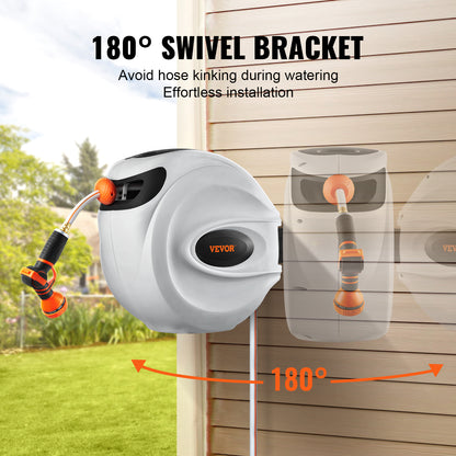 Retractable Hose Reel – Automatic Wall-Mounted Garden Hose with 180° Swivel