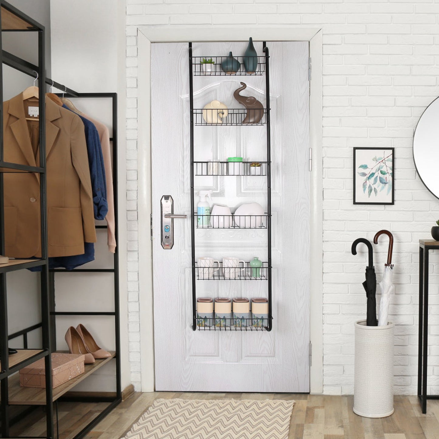 6-Tier Over-the-Door Organizer - Heavy-Duty Pantry & Kitchen Storage Rack | No Drilling