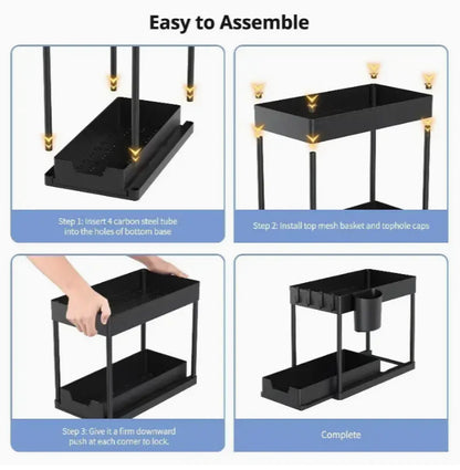 2-Tier Under Sink Organizer - Storage Rack for Kitchen & Bathroom Cabinets