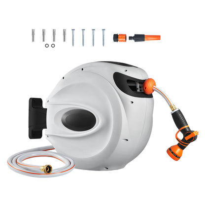 Retractable Hose Reel – Automatic Wall-Mounted Garden Hose with 180° Swivel