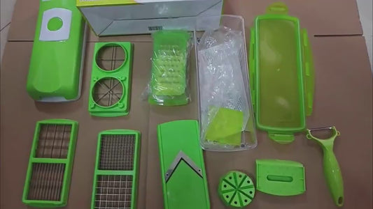 12-Piece Vegetable Chopper Set – Multifunctional Slicer, Dicer & Grater with Built-In Container
